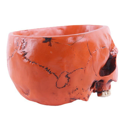 Resin Skull Flower Pot Home Garden Office Decor Planter Container Skeleton Desktop Flower Pot Halloween Skeleton Flowerpot
