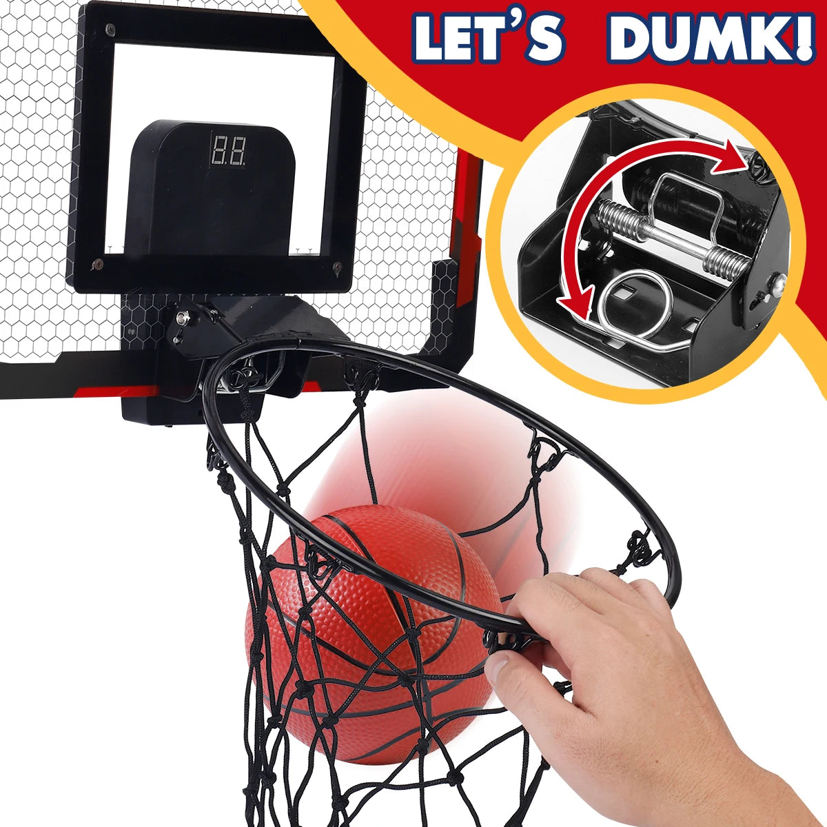 Indoor Kids Basketball Hoop, Dunkable Mini Basketball Hoop Over-the-Door, Halloween/Christmas/Thanksgiving gifts