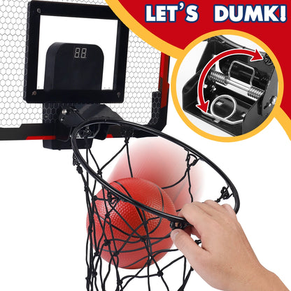 Indoor Kids Basketball Hoop, Dunkable Mini Basketball Hoop Over-the-Door, Halloween/Christmas/Thanksgiving gifts