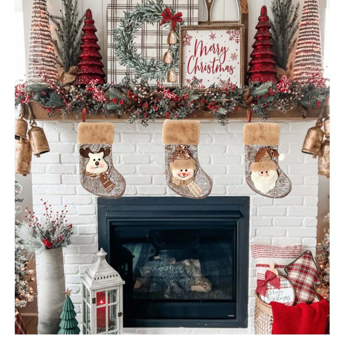 Christmas Stockings Holiday Decorations Festive Tree Ornaments Santa Claus Gift Bags Small Hanging Socks Cozy Seasonal Accents