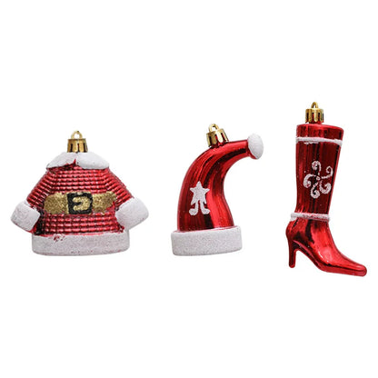 New Christmas Decorations Plastic Painted Boots Clothes Hats Small Ornaments Pendants Christmas Tree Decorations Fabric Hangings