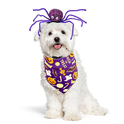 Halloween Dog Accessories Set Spider Headband Dog Bandanas Set Pet Triangle Scarf Headband For Dogs and Cats Pet Supplies