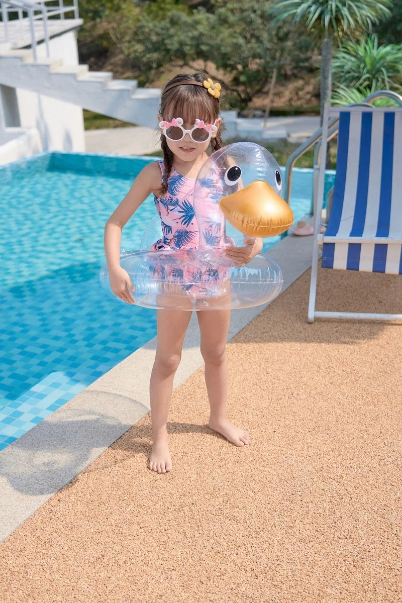 Rooxin Flamingo Swimming Circle Baby Infant Float Pool Swimming Ring With Sunshade Floating Seat Summer Beach Pool Party Toys
