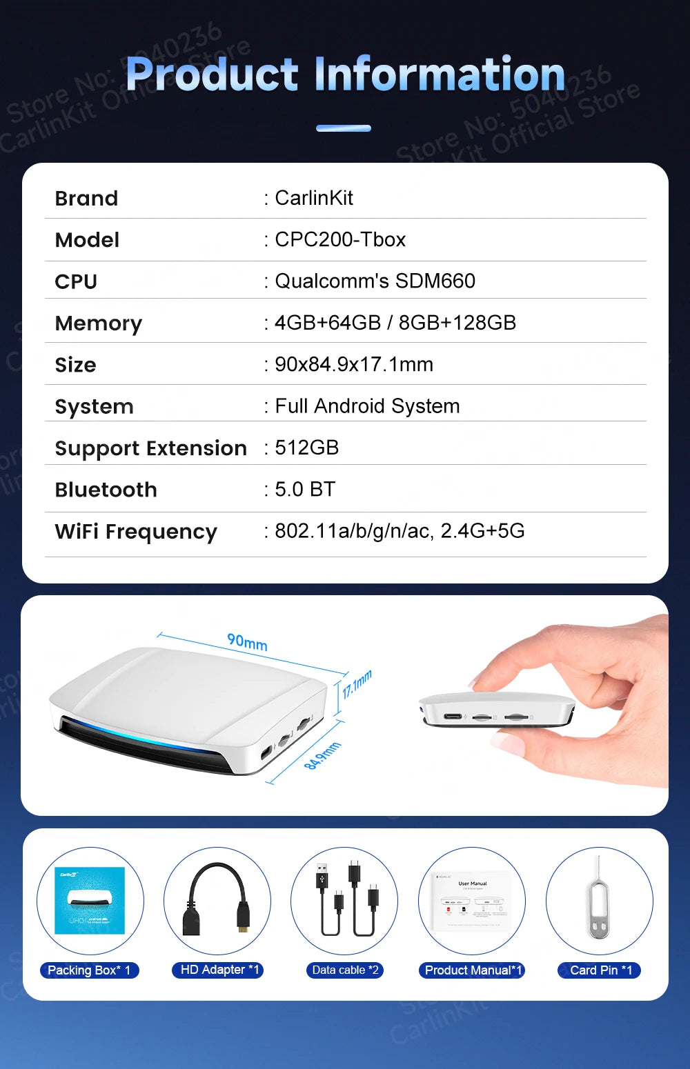 HDMI CarlinKit 8G+128G CarPlay Ai Box Android 13.0 Wireless Android Auto&CarPlay SM6225 Qualcomm 8-Core For Netflix Smart TV Box