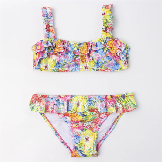 7-14Year Butterfly Print Child Bikini Set 2025 Girls Swimsuit Swimwear For Kids Summer Brazilian Teen Baby Swimming Suit Biquini