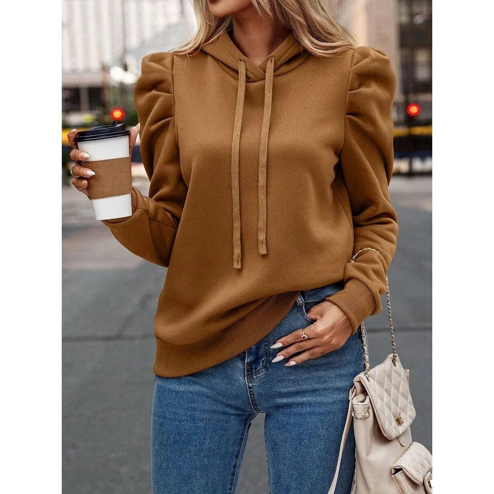 Autumn Winter Hoodies Sweatshirts Women Solid Color Long Sleeve   Casual Comfortable Pullovers Tops