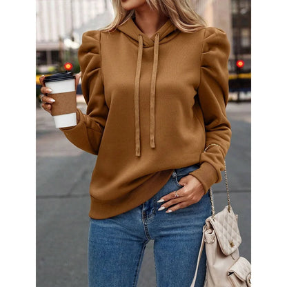 Autumn Winter Hoodies Sweatshirts Women Solid Color Long Sleeve   Casual Comfortable Pullovers Tops
