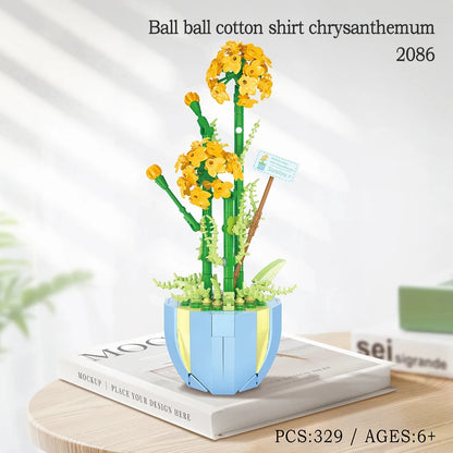 Building Blocks Set Orchid Flowers Bouquet Flower Blocks Bonsai Plant Model Bricks DIY Home Decoration Toys Kids Chirstmas Gifts