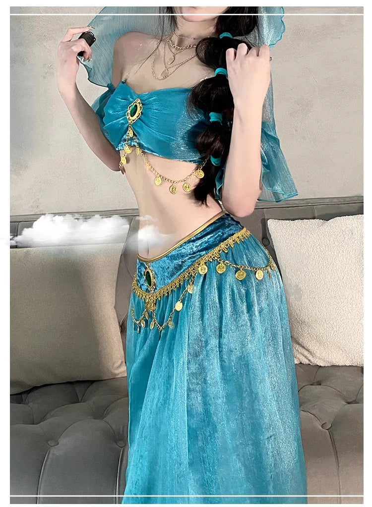 Role Playing Sexy Western Dance Girl Aladdin Peacock Princess Greek Goddess Costume Hot Egyptian Exotic Costume Performance Set