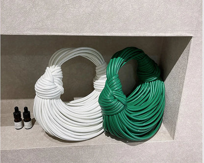 Handbags for Women 2023 New in Gold Luxury Designer Brand Handwoven Noodle Bags Rope Knotted Pulled Hobo Silver Evening Clutch