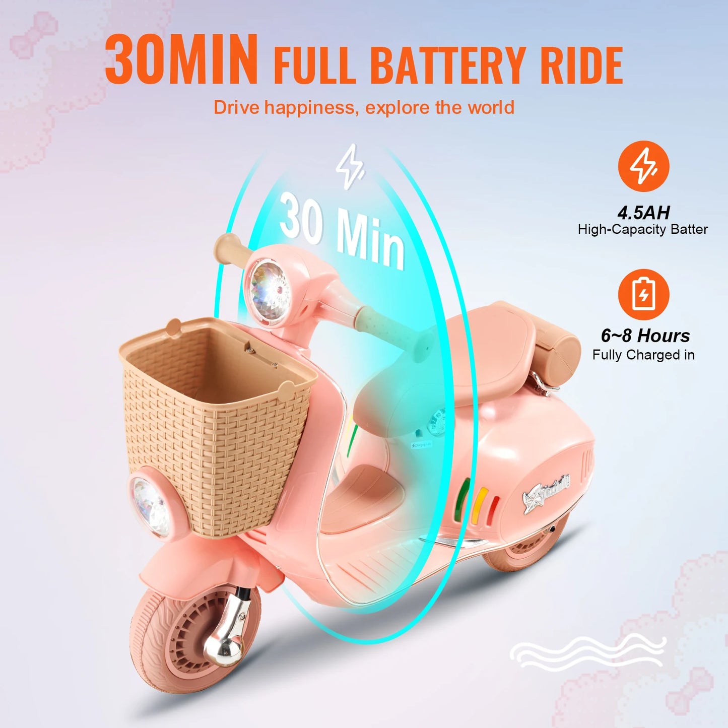 VEVOR Kids Ride On Motorcycle 6V/12V Battery Powered Electric Motorcycle Trike with Speed 2mph  Ride on Toys for Children Gifts
