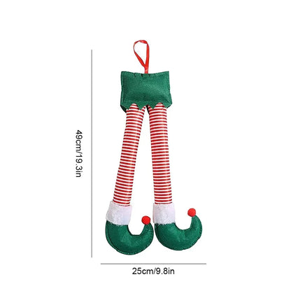 2024New Year Christmas Elf Santa Legs Car Accessories Christmas Decor For Home Xmas Tree Pendants Ornaments  HappyGifts