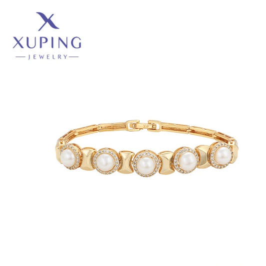 Xuping Jewelry Trendy Exquisite Elegant Geometry Shape Women's Bracelets Light Gold Color Birthday Christmas Gift X000838366
