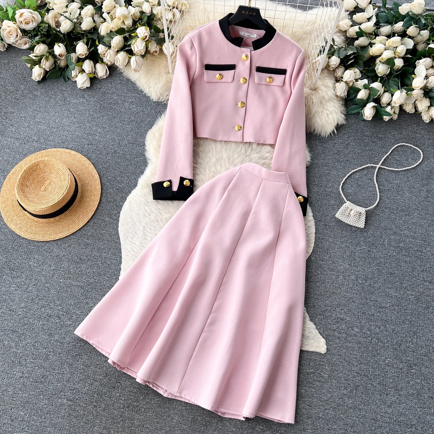 Women Two-Piece Sets Sexy Long Sleeve Single Breasted Top and High Waist Slim Skirt Korean Fashion Casual Autumn Winter Clothing
