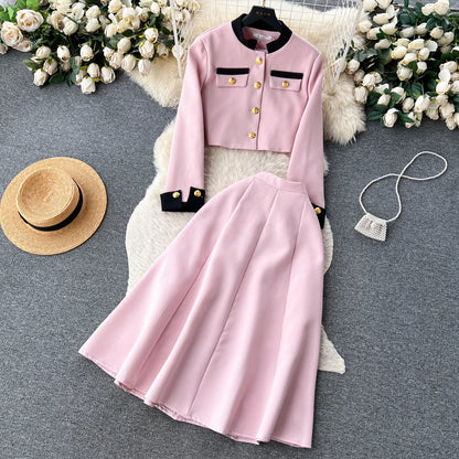 Women Two-Piece Sets Sexy Long Sleeve Single Breasted Top and High Waist Slim Skirt Korean Fashion Casual Autumn Winter Clothing