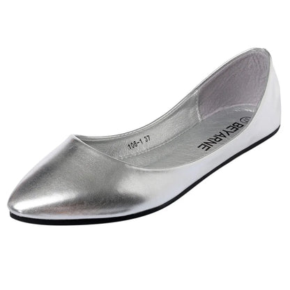 New Women's Shoes Bright Surface Soft Leather Comfortable Flat Shoes Pointed Solid Color Shallow Mouth Single Shoe Zapatos Mujer