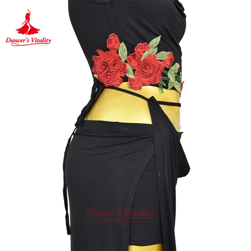 New Belly Dance Costume Set for Women's High end Sexy Rose Embroidery Practice Set Adult Oriental Dancing Clothing