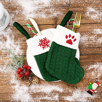 Christmas Letters Stocking Christmas Decor For Home 2024 Xmas Tree Pendant Gifts Green Snowflake Socks Christmas Party Decors