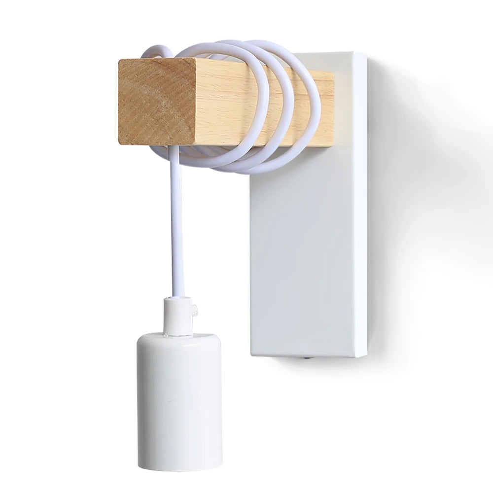 110V/220V Wall light With Switch Function Iron Wood Wall Lamp E27 Retro Wall Light Indoor Sconce Lamp Dining Room Bedside Lamp