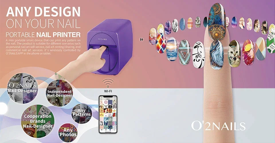 2026Smart Nail Printer 3D Portable Mobile Nail Painting Machine 2400DPI Printing Resolution Support WiFi/DIY for Home Nail Salon