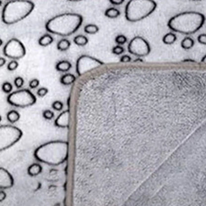 Flannel Dog Blanket Paw Print for Dog Cat Pet Sleep Mat Washable Pet Blanket for Sofa Bed Car Seat