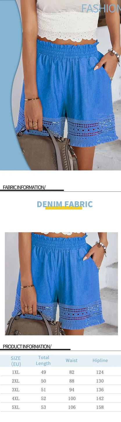 Women Plus Size Woven Spring And Summer Shorts