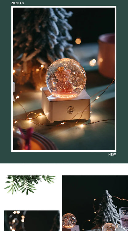 Unicorn Crystal Ball Music Box Snow Globe Night Lamp Birthday Gift for Girls Children Christmas Gift Music Crafts with Snowflake