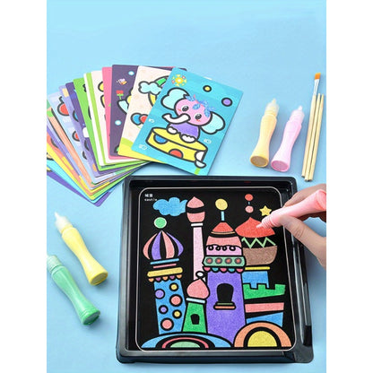 Sand Painting Children Colored Sand Boys And Girls Baby Handmade Diy Production,  Scraping Art Sand Painting Set Toys