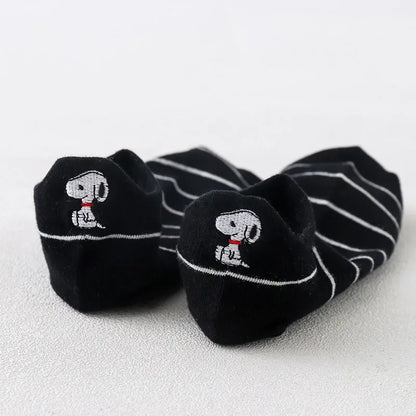 5 Pairs/lot Snoopy Socks Cotton Casual Warm Women Streetwear Kawaii Embroidery Socks Short Happy Ankle Breathable Sports Socks