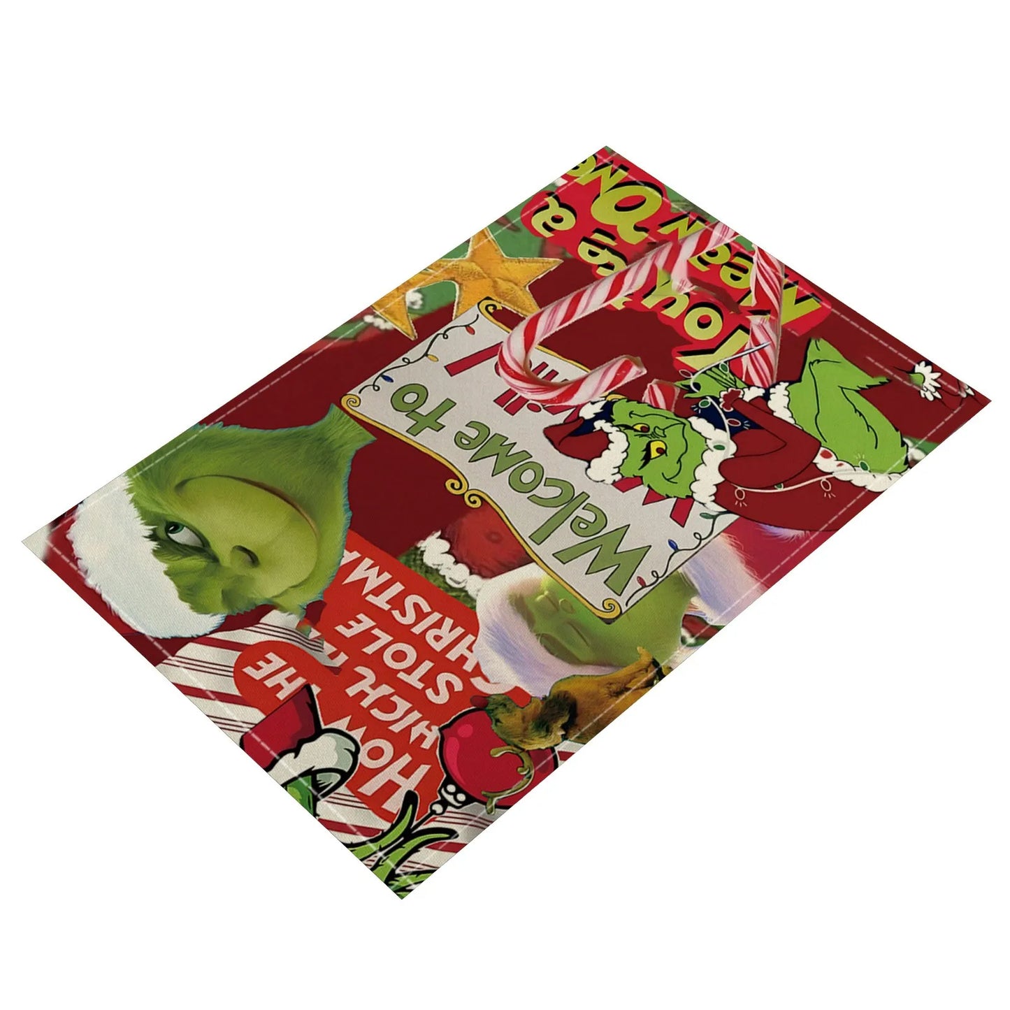 Christmas Grinch Holiday Decoration Christmas Placemat Home Kitchen Insulated Coaster Anti-Scalding Western Placemat