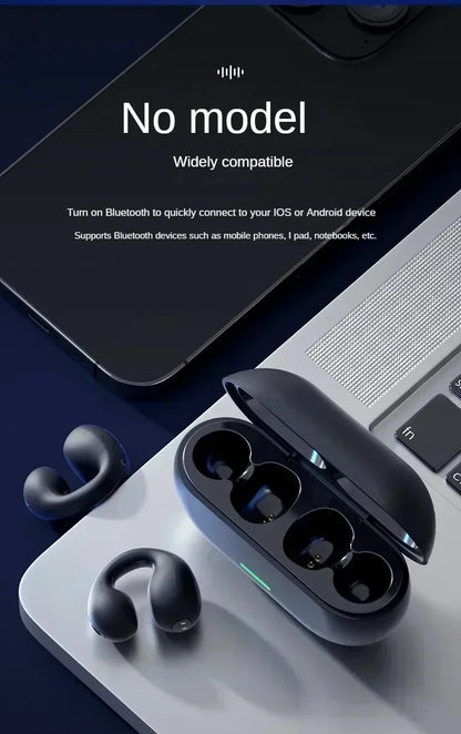 T75 Fone Bluetooth Headset 5.3 Wireless Bone Conduction Headphones Clip Ear Music Noise Canceling HD Call Sports Gaming Earphone