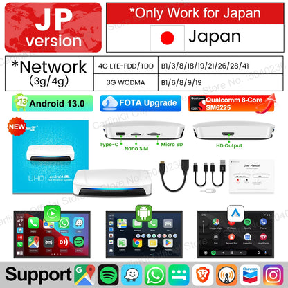 HDMI CarlinKit 8G+128G CarPlay Ai Box Android 13.0 Wireless Android Auto&CarPlay SM6225 Qualcomm 8-Core For Netflix Smart TV Box