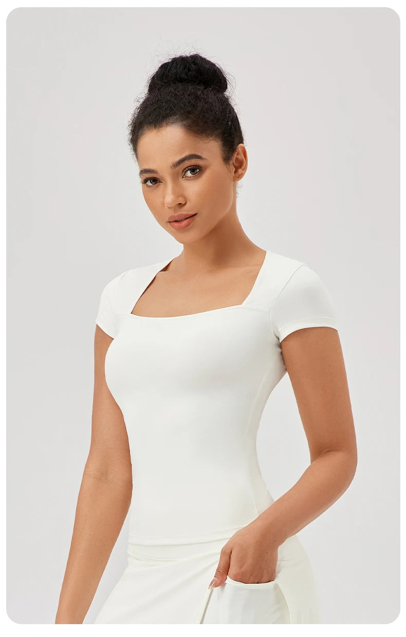 Yoga Tops Women Gym Training Sport Tops Quick-Dry Yoga Shirts Short-sleeved Outdoor Running Fitness Casual Sports T-shirt