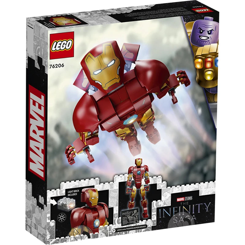 LEGO, Marvel, Superhero 76206, Iron Man, Doll, Anime Model, Children's Building Blocks, Toy Gift