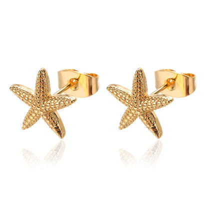 Geometric Fashion Temperament Casual Starfish Stud Earrings For Women Stainless Steel Earrings Female Summer Jewelry Gift