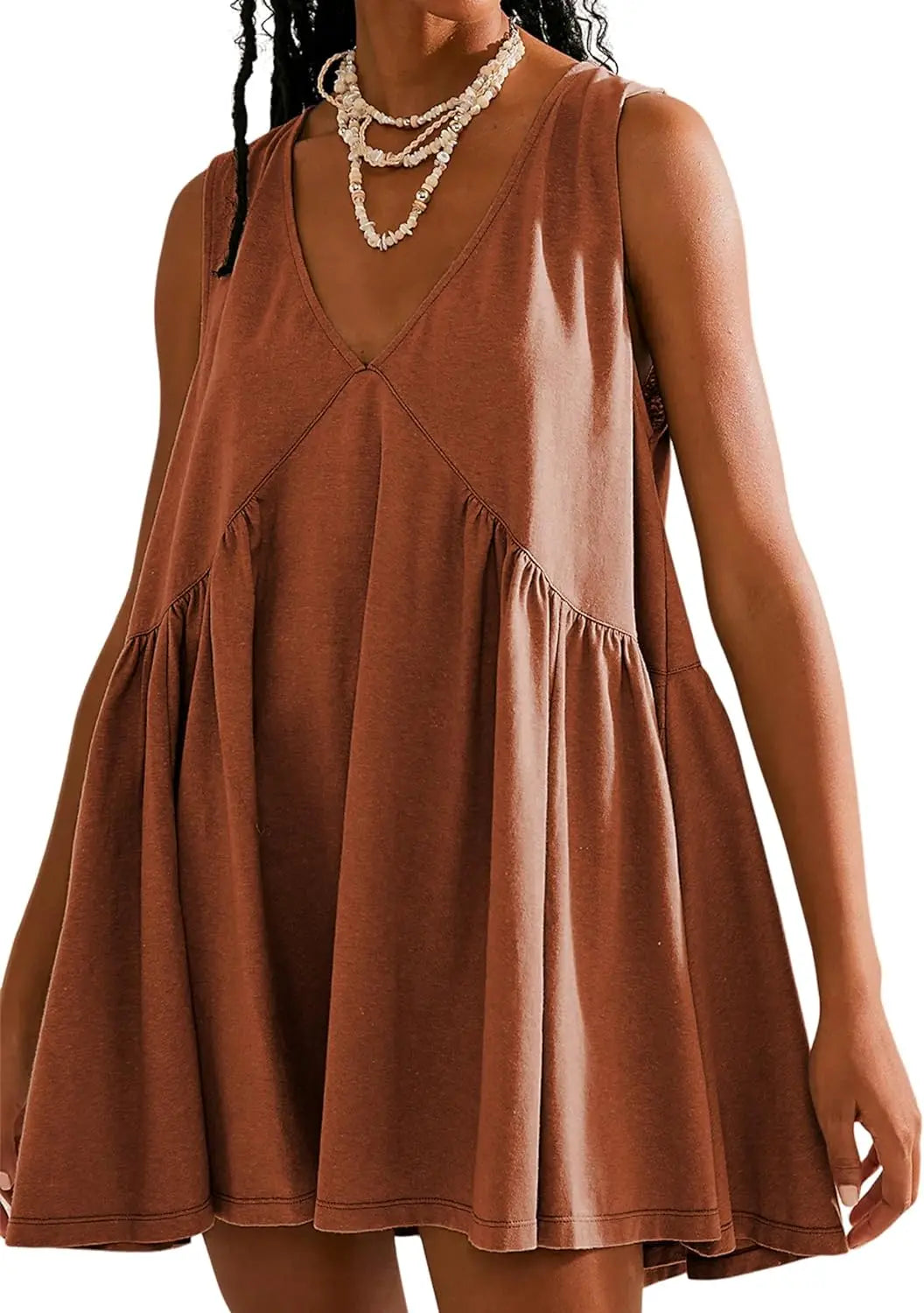 Womens Summer Sleeveless Mini Dress Casual Loose V Neck Sundress with Pockets 2025