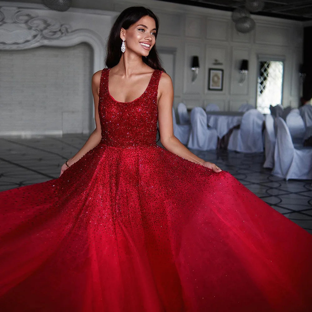 Sharon Said Sparkly Crystal Burgundy Ball Gown Evening Dresses Luxury Dubai Gold Dress for Women Wedding Prom SS208 Customized