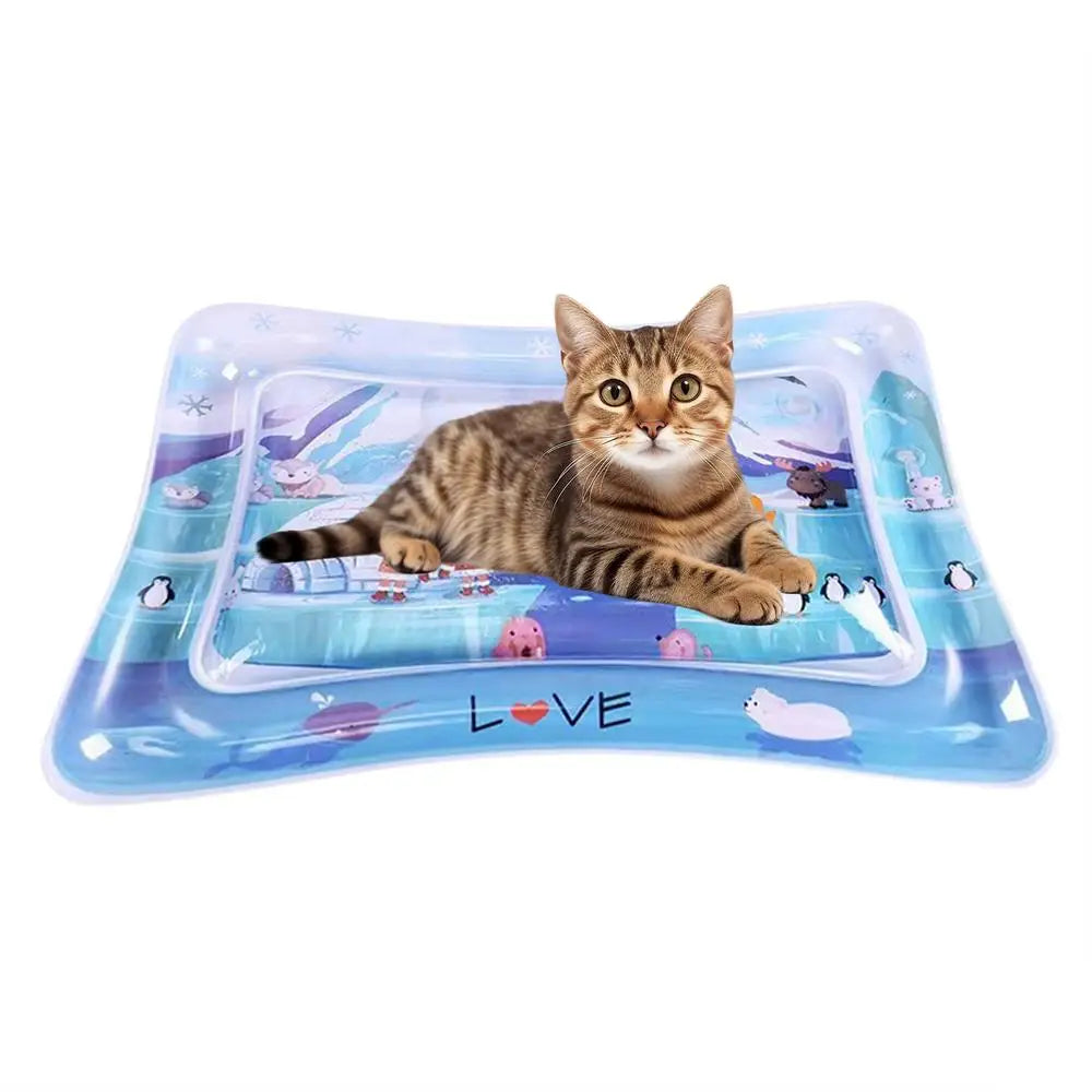 Sensory Water Play Mat For Cats Dogs Water Sensory Pad Thickened Water Sensory Playmat With Fish Pets Summer Playing Water Pad