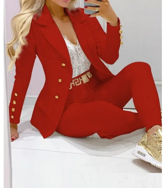 Women's Autumn Clothes Two Piece Set Female Coats and Pants Fashion Versatile Casual Long Sleeve Jacket and Trousers Suit 2023