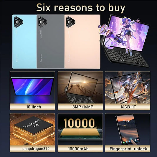 Original Pad 16 Pro Tablet 10.1 inch Android 13 Xioami Global 16GB+1024GB 10000mah 5G Dual SIM WIFI  HD Screen Tab tablets PC