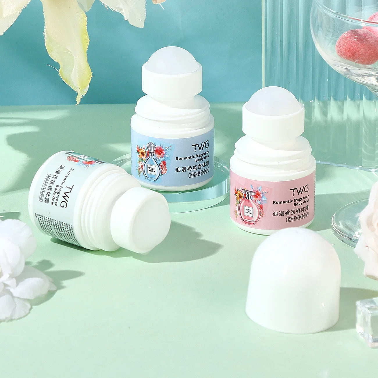 Romantic Fragrance Body Solid Perfume,Roll-on Antiperspirant Lotion,Woody,Floral Fruity Notes,Whole Body Fresh Lasting Fragrance