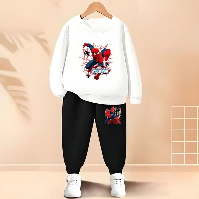 2025 Autumn New Children's Hoodies Sets Anime Spiderman Boys Pullover and Long Pants Two Piece Set Kids Casual Thin Tracksuit