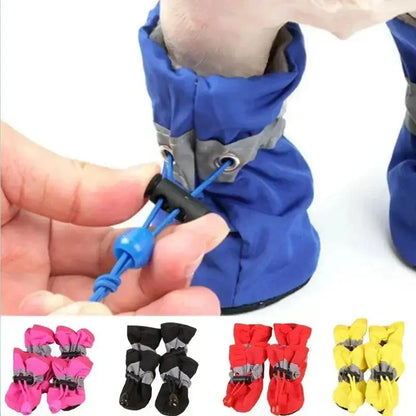 Ready Stocked 4pcs/set Waterproof Pet Dog Shoes Chihuahua Anti-slip Rain Boots Footwear For Small Cats Dogs Puppy Booties