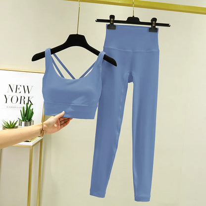 TRY TO BN Women's Tracksuit Yoga Sets Fitness Leggings Sports Bra Naked Sportwear Breathable Workout Two Pieces Suit Gym Clothes