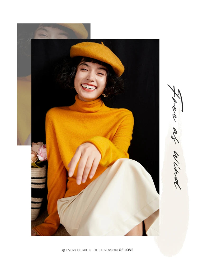 New Women's Cashmere Sweater 100% Pure Cashmere Knitted High Collar Hoodie Hot Selling Soft Solid Color Women's Top