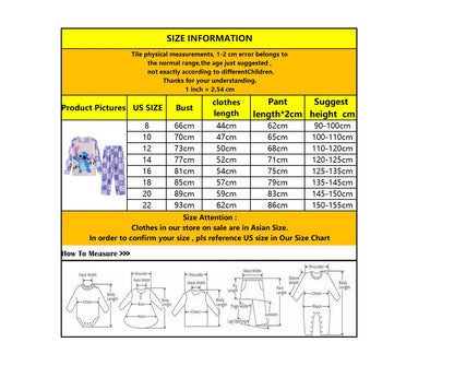 EtherealBe children's Stitch pajamas set featuring vibrant designs and comfortable fit for kids