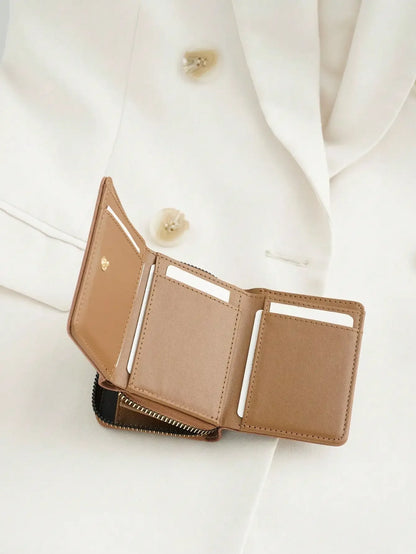1pc Ladies' Short Wallet Suitable For Work & Business ID Card Credit Card For Christmas Gift For Young Girls Women White-Collar