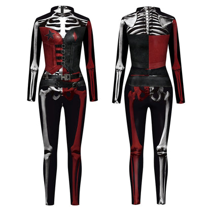 Zawaland Cosplay Costume Clown Women Printing Halloween Dress Up Matching Set Jumpsuits Carnival Party Dress Leggings Bodysuit