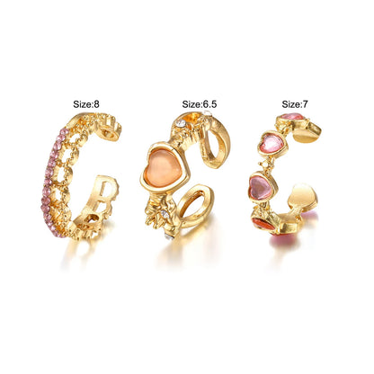 New Y2K Purple Crystal Irregular Heart Rings for Women Kpop Creative Heart Geometric Open Ring Punk Vintage Fashion Jewely Gifts