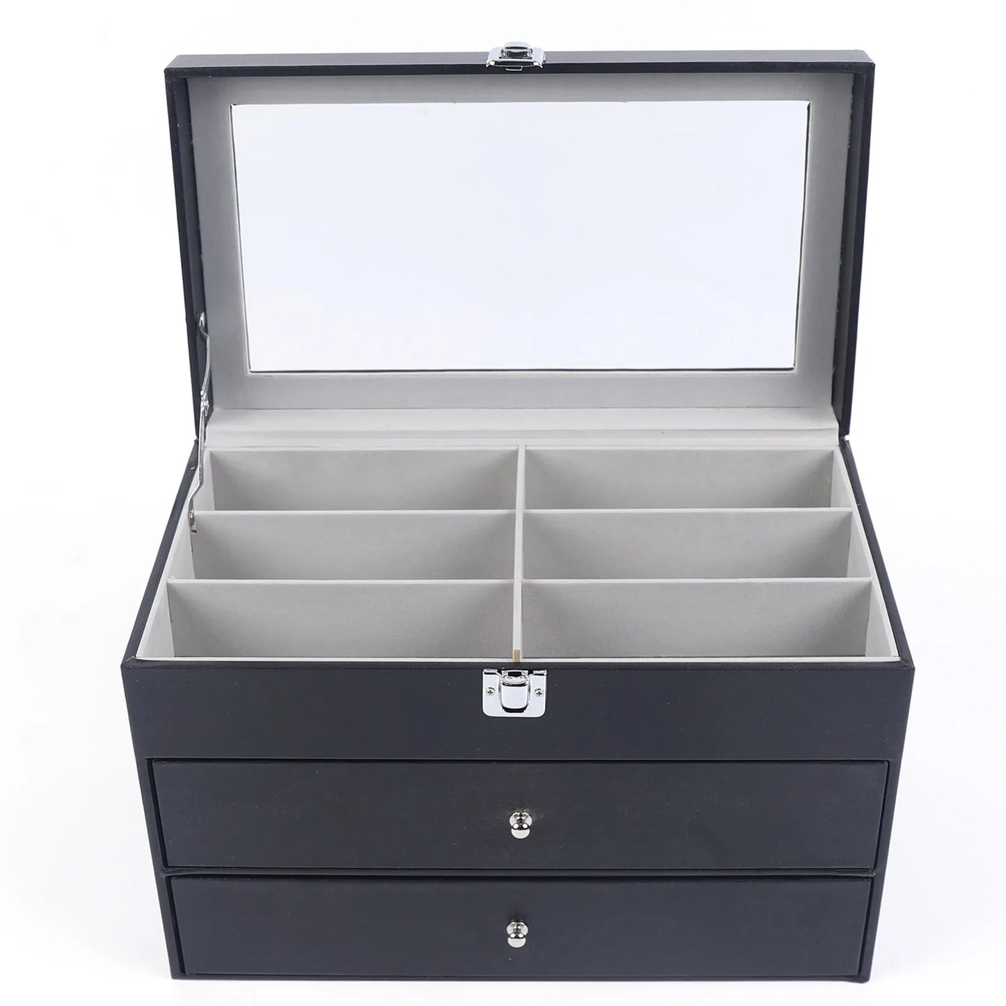 /24 Grid Jewelry Collection Storage Holder Box Leather Watch Glasses Display Case Sunglasses Storage Holder